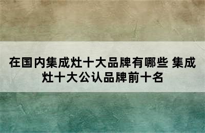 在国内集成灶十大品牌有哪些 集成灶十大公认品牌前十名